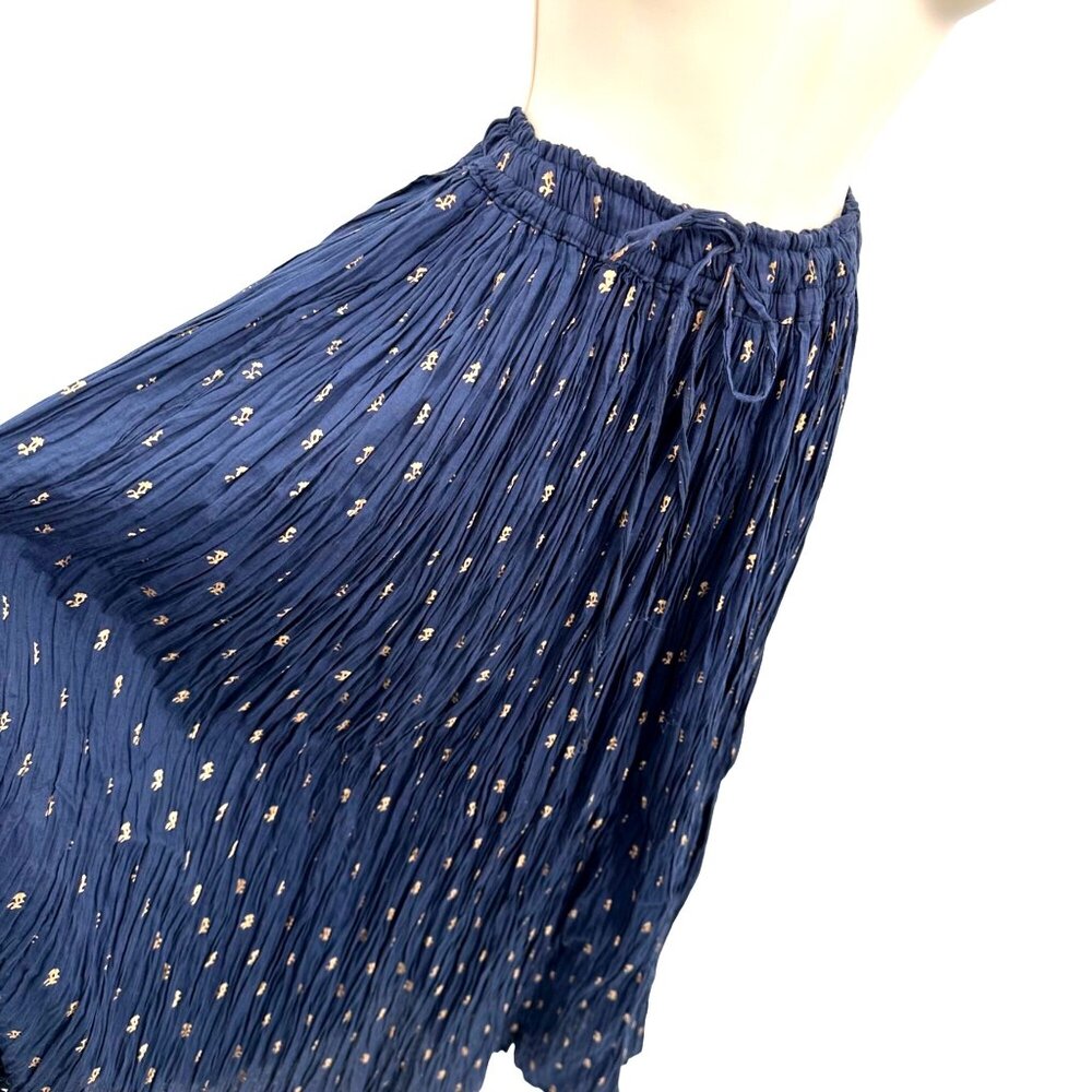 NWT Sudha Boho Navy With Gold Floral Print Maxi Skirt OS - Picture 6 of 10